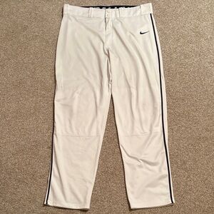 Nike Men's White Baseball Pants with Navy Piping